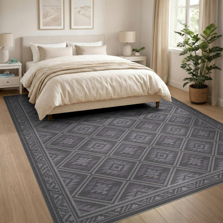 Grey Geometric Diamond Area Rug