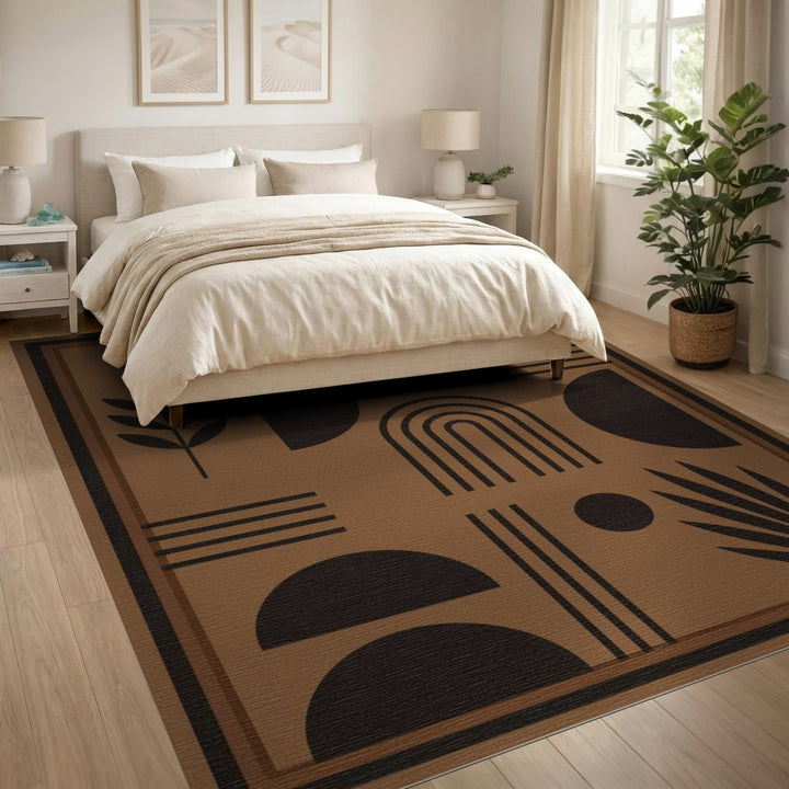 Brown Geometric Area Rug with Modern Arches