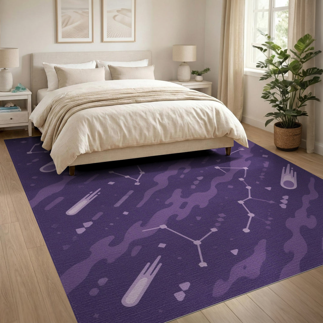Purple Celestial Constellation Area Rug