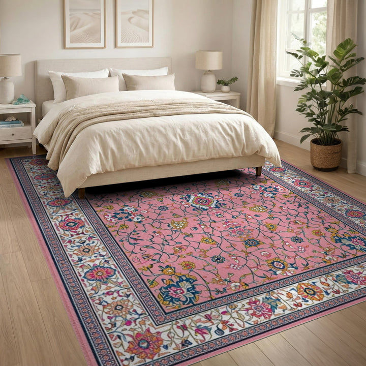 Pink Floral Vintage Area Rug