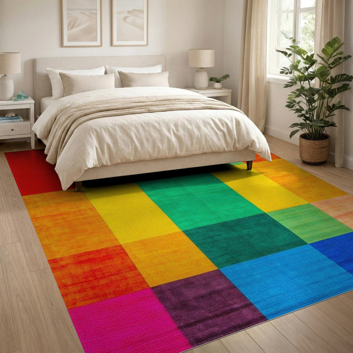 Vibrant Multi-Color Geometric Area Rug