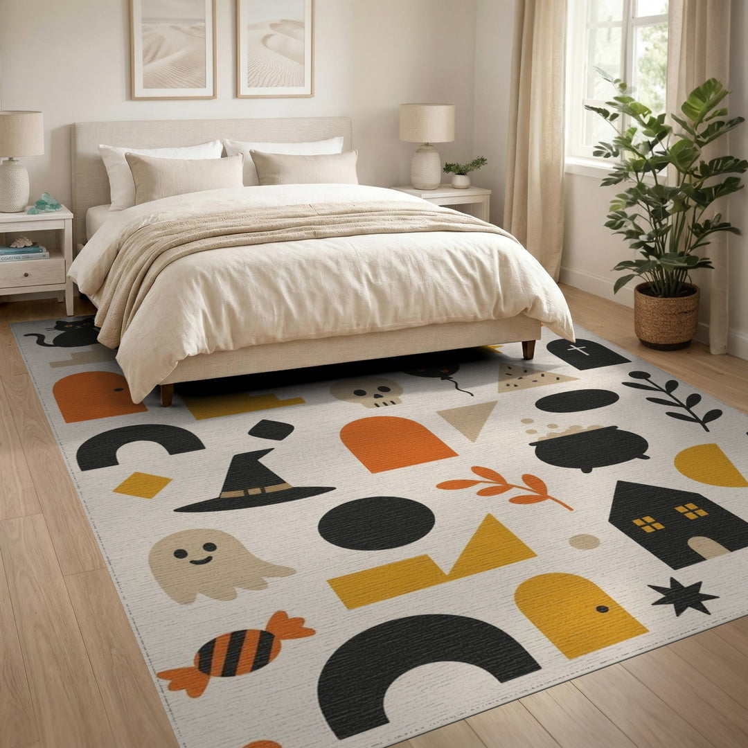 Multi-color and Patterns Halloween Kids Cartoon Washable Area Rug