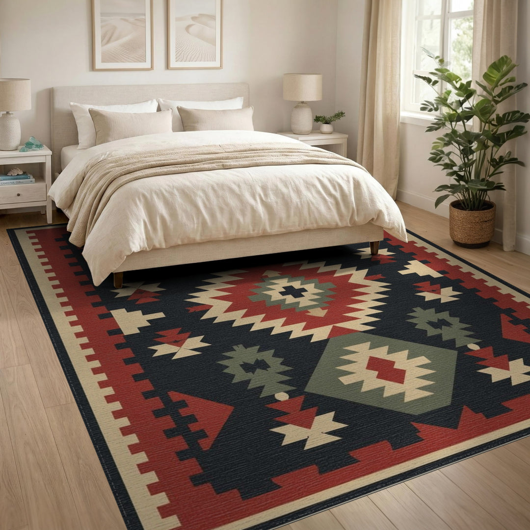Multi-color and Patterns Red Tribal Geometric Area Rug
