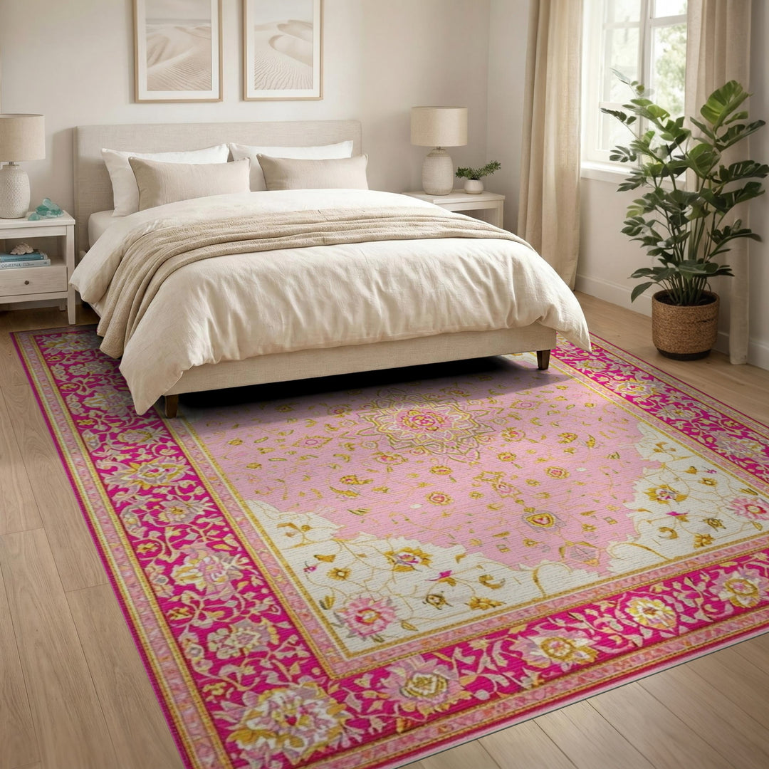 Pink Floral Vintage Area Rug