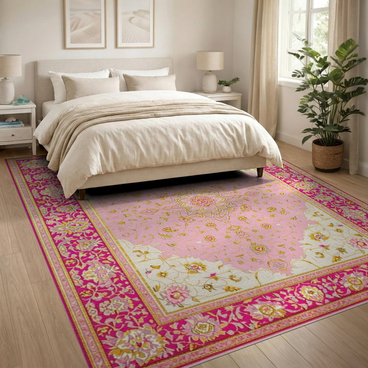 Pink Floral Vintage Area Rug