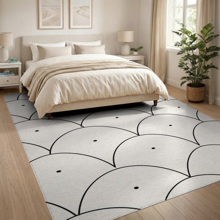 Black White Geometric Arch Area Rug