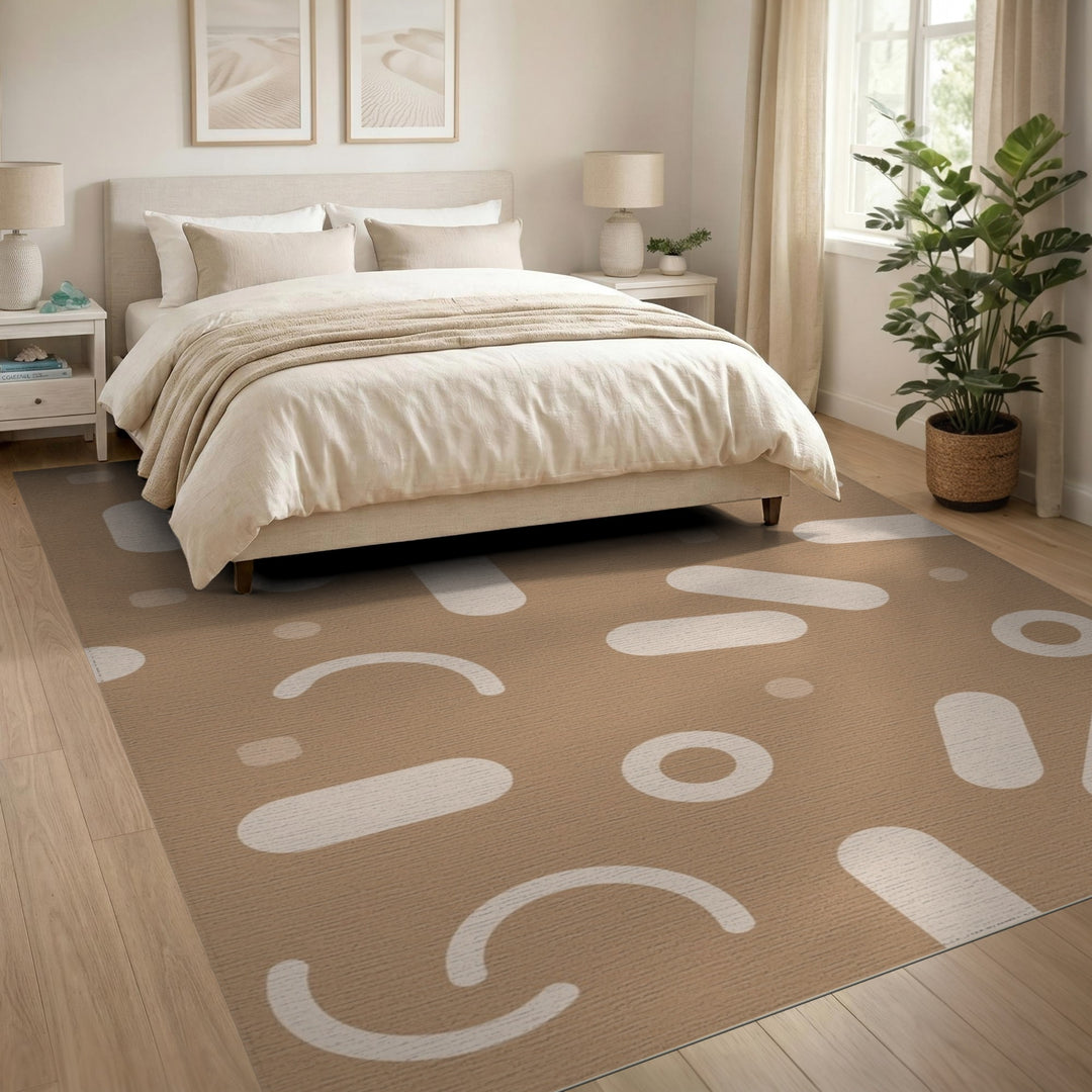 Abstract Brown Tan Area Rug
