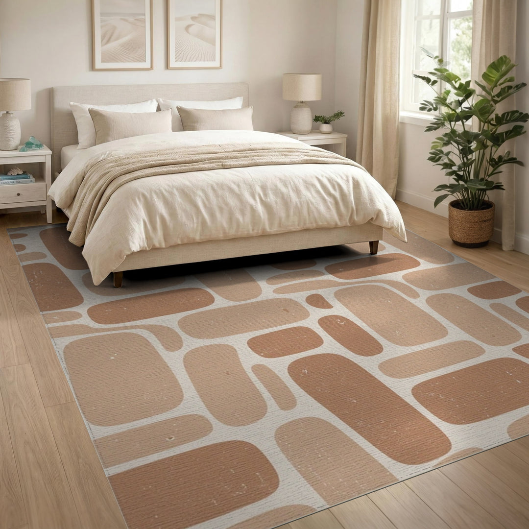 Brown Abstract Geometric Area Rug