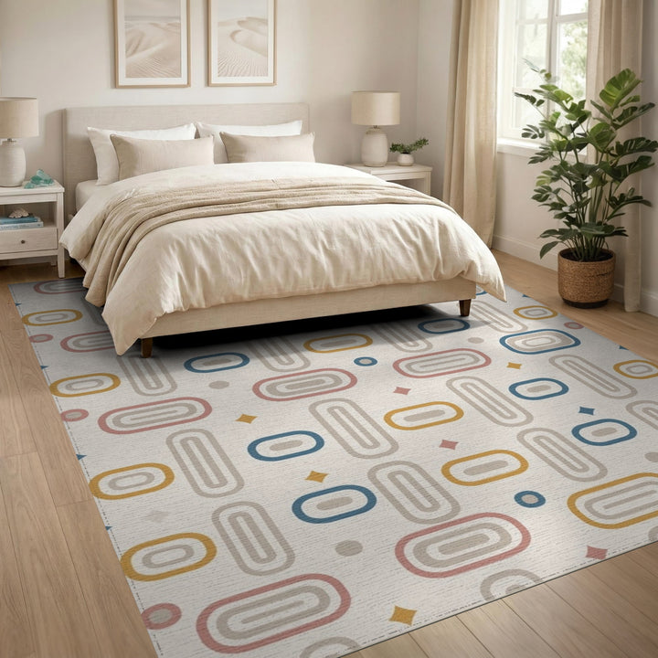 ODIKA Multi-Color Geometric Oval Area Rug