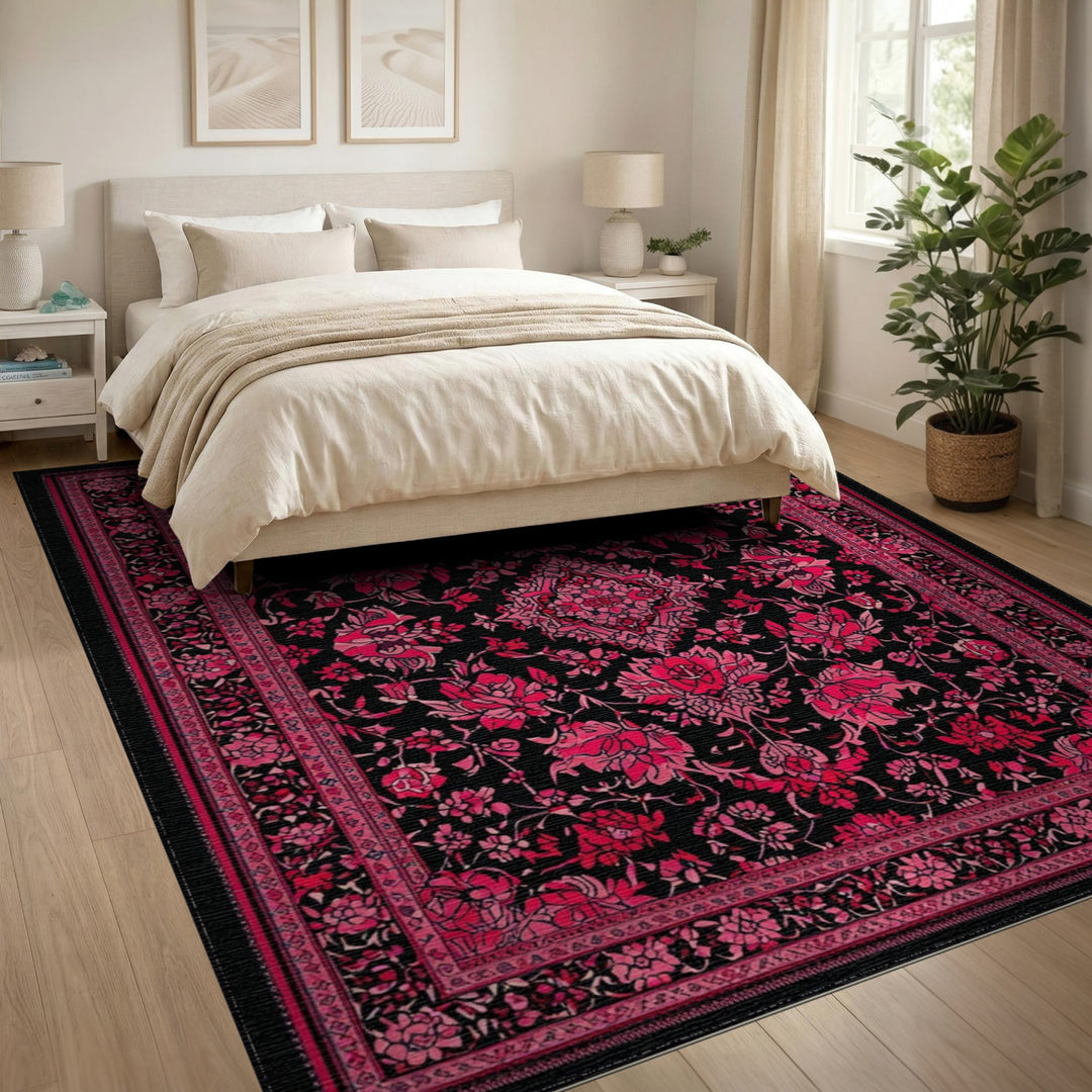 Pink Floral Vintage Area Rug