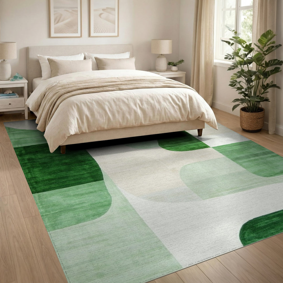 Green Verdant Green Abstract Area Rug
