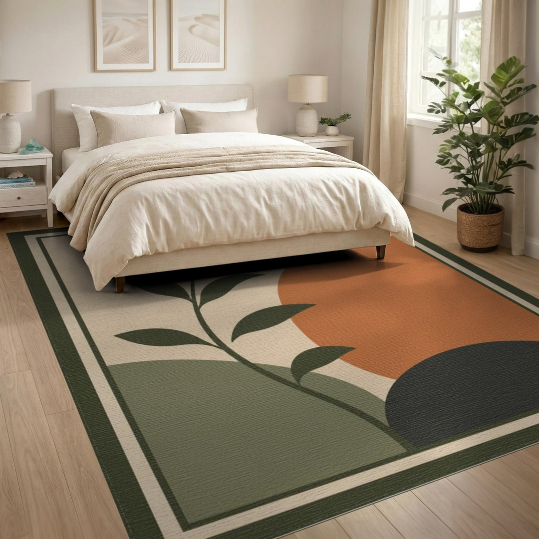 Minimalist Botanical Abstract Area Rug