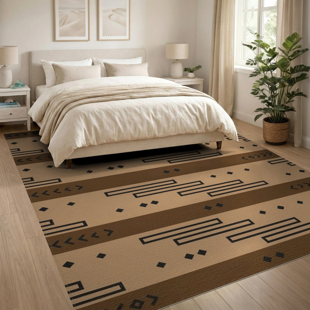 Heritage Brown Tan Tribal Area Rug