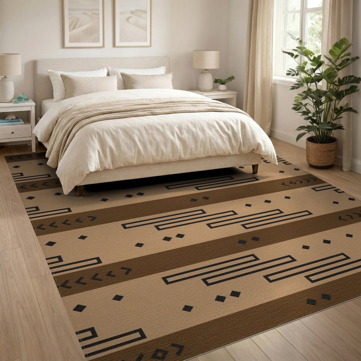 Heritage Brown Tan Tribal Area Rug