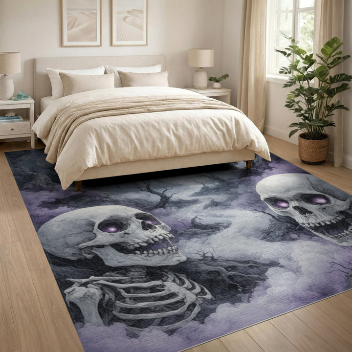 Purple Skull Mist Gothic Area Rug