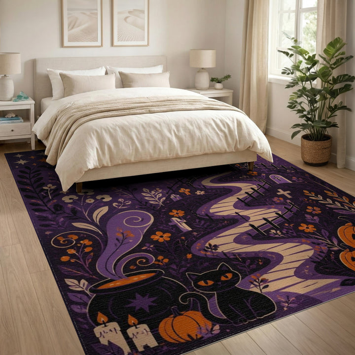 Purple Halloween Castle Kids Area Rug