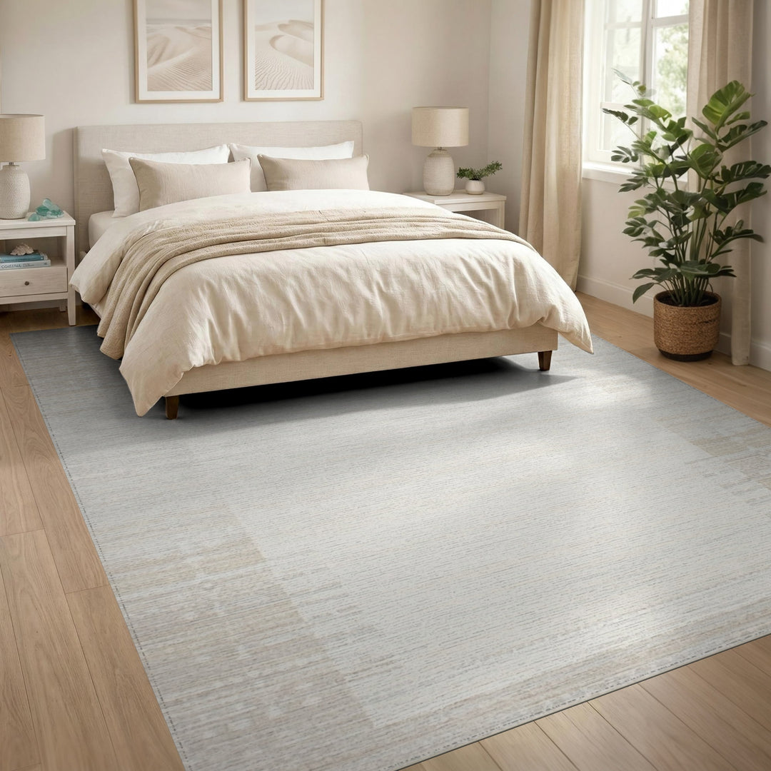 Beige and Neutral Beige Heritage Tribal Washable Area Rug