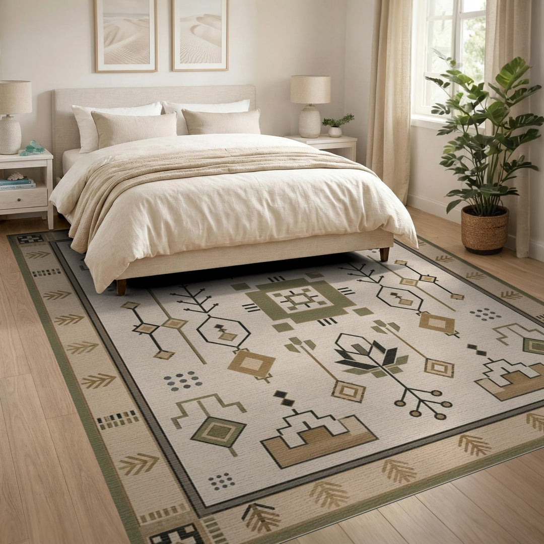 Beige Heritage Tribal Area Rug