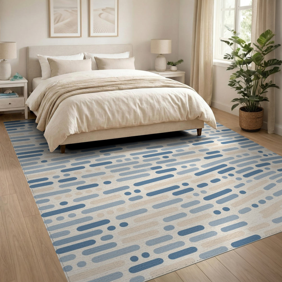 Blue Geometric Bar Area Rug