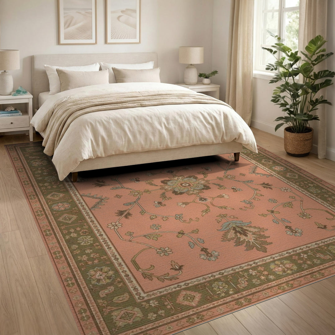 Pink Floral Vintage Area Rug