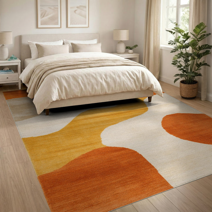Wave Abstract Area Orange Abstract Wave Area Rug