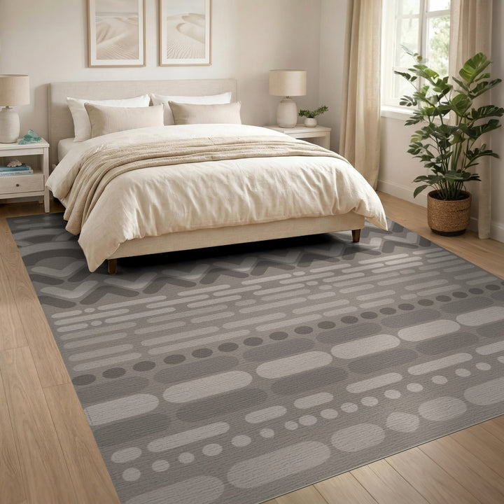 Beige Geometric Chevron Area Rug