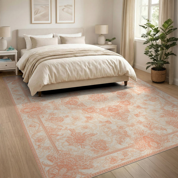 Floral Orange Persian Floral Area Rug