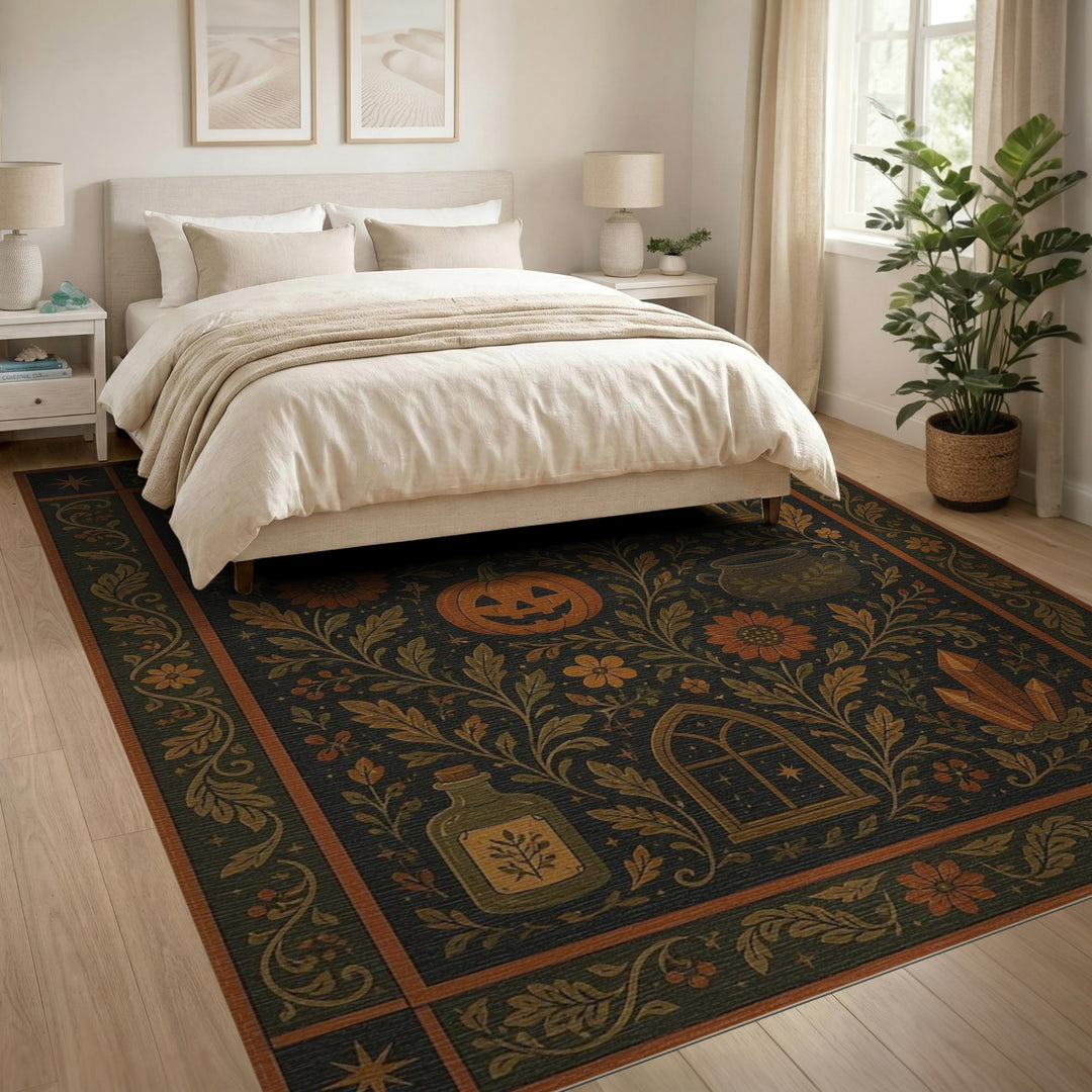 Mystical Floral Pumpkin Area Rug