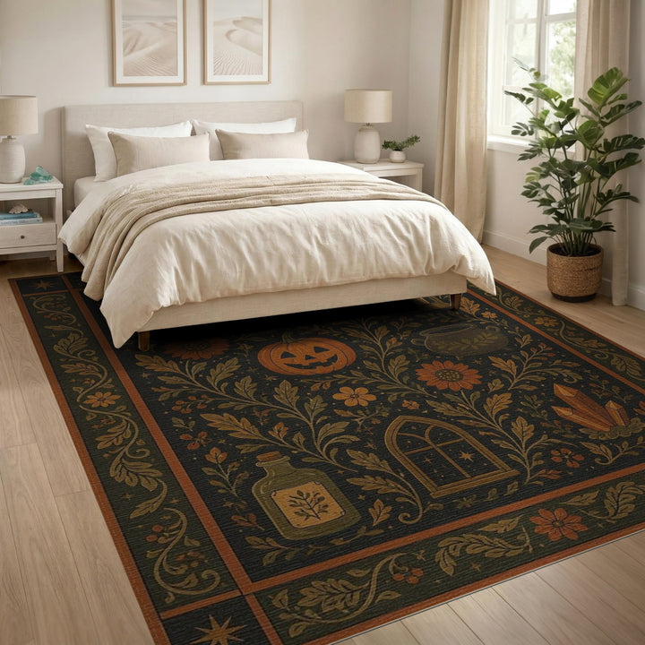Mystical Floral Pumpkin Area Rug