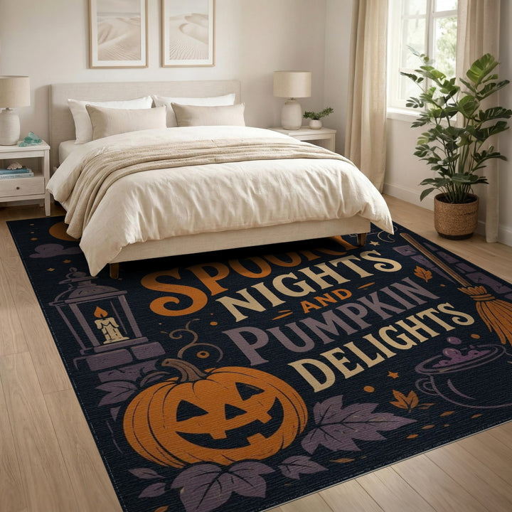 Spooky Nights Pumpkin Cat Area Rug