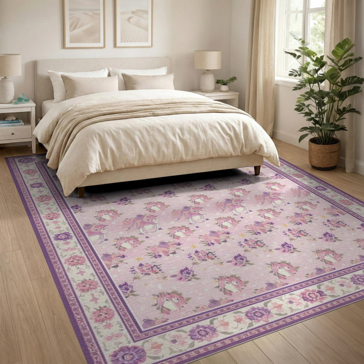 Pink Unicorn Kids Area Rug