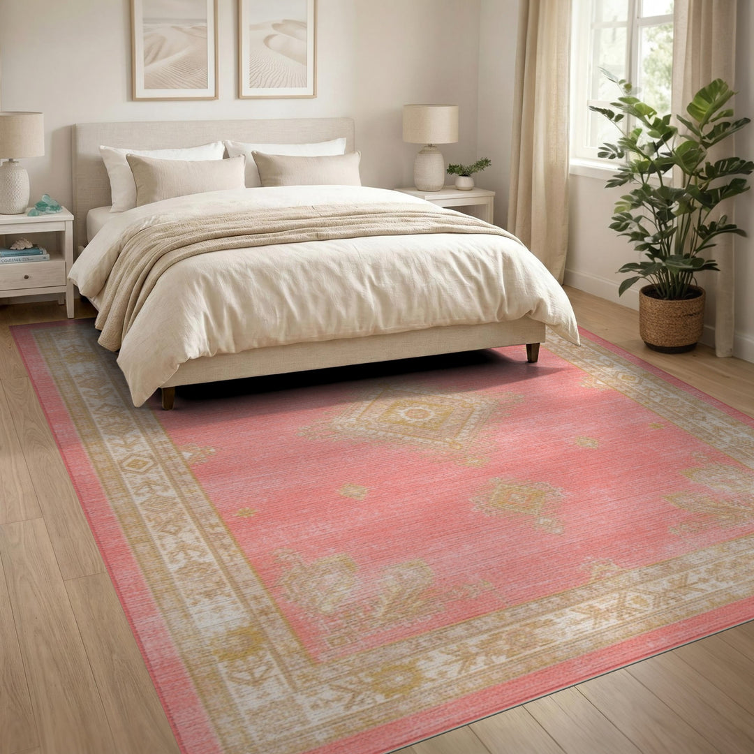 Pink Distressed Vintage Area Rug