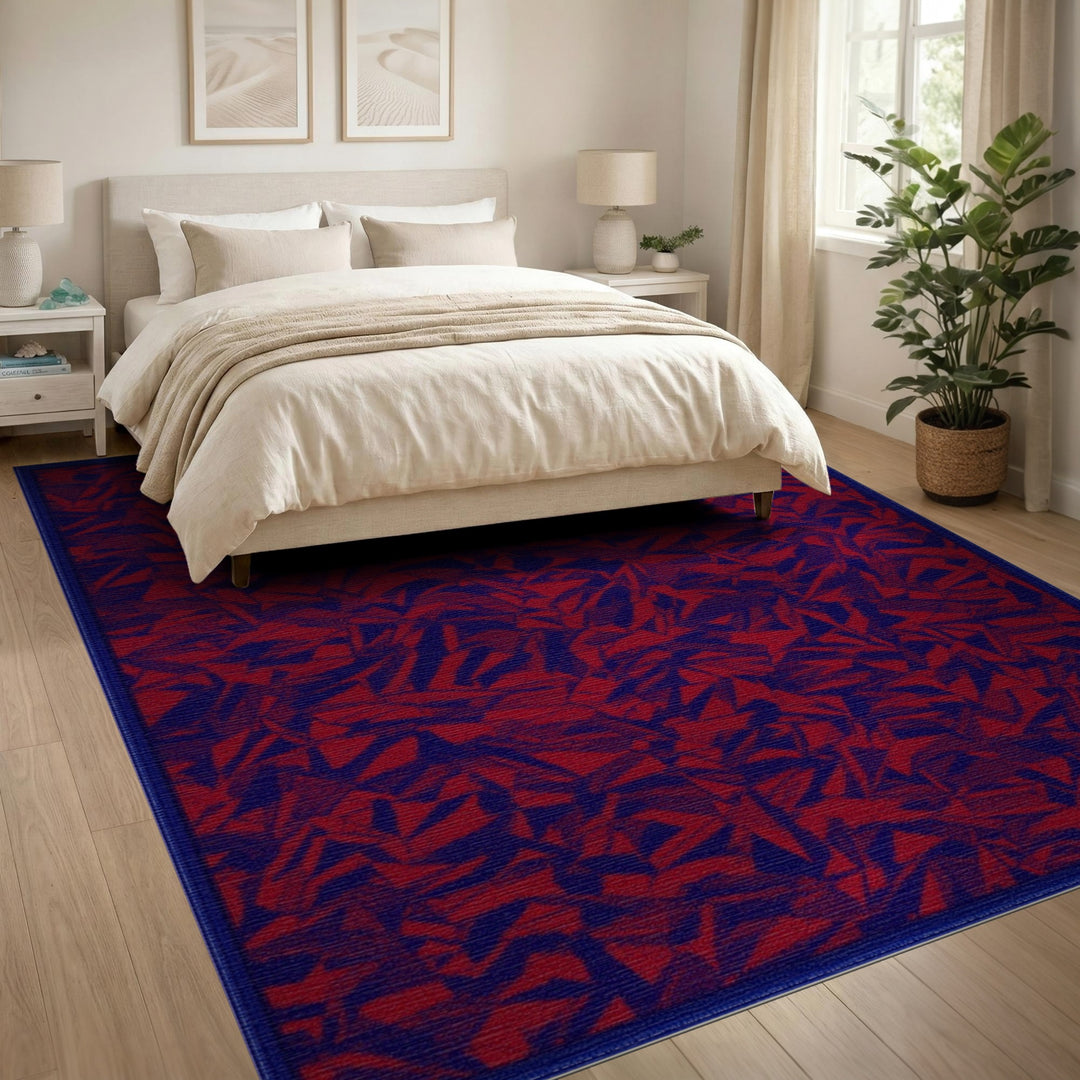 Red Abstract Geometric Area Rug