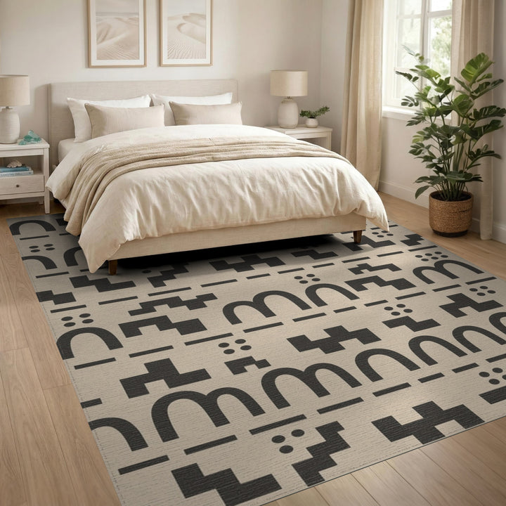 Beige Geometric Modern Area Rug