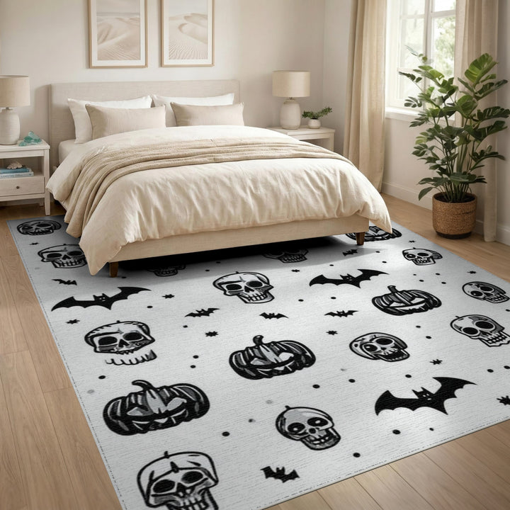Halloween Skulls Pumpkins Bats Area Rug