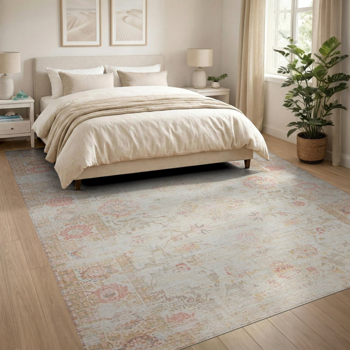 Vintage Floral Beige Area Rug