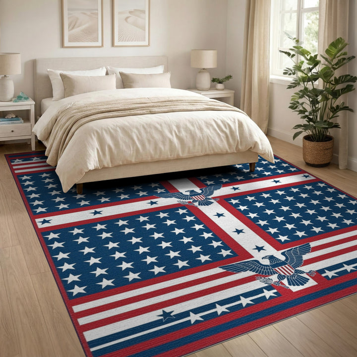 Patriotic Eagle American Flag Washable Area Rug
