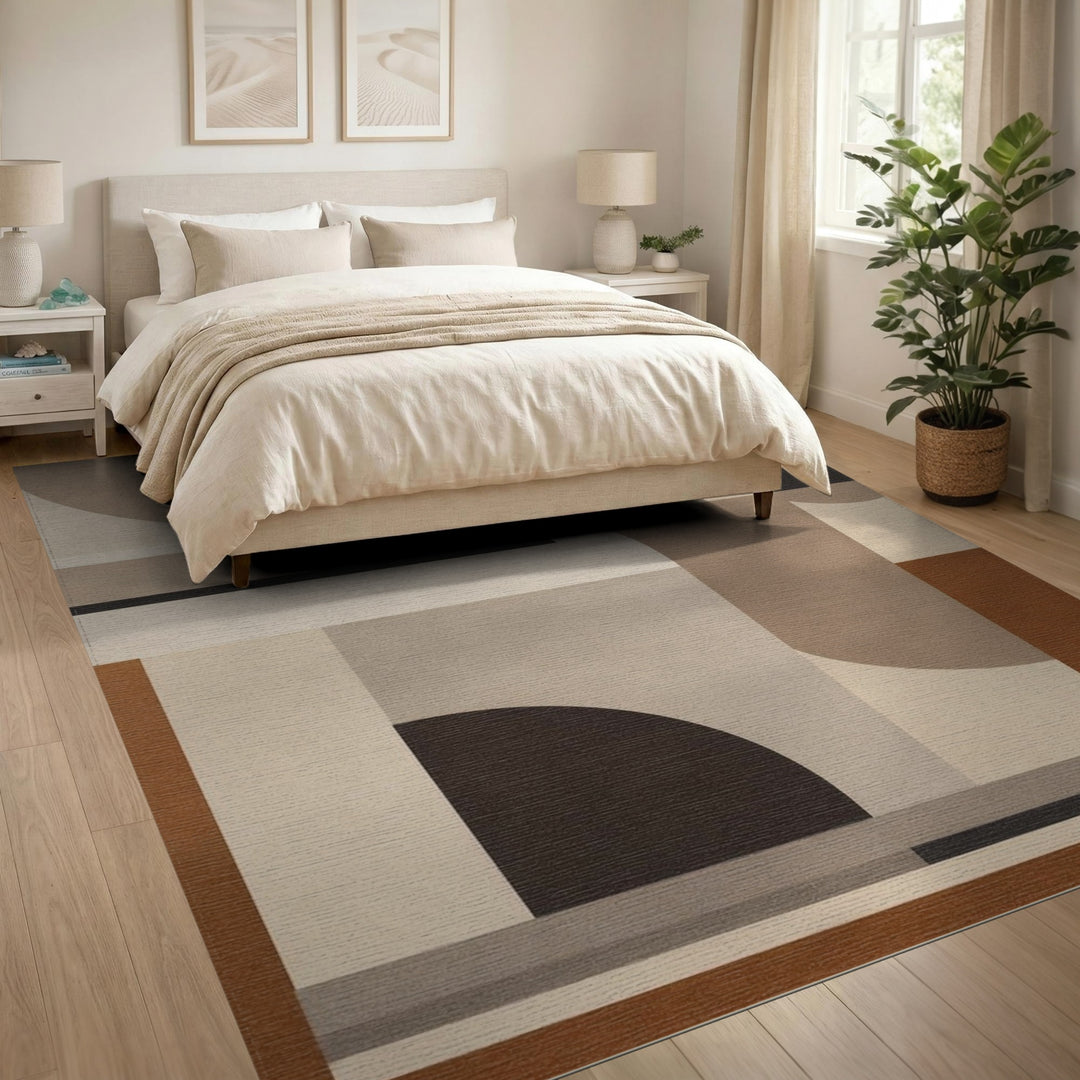 Geometric Modern Beige Tan Area Rug