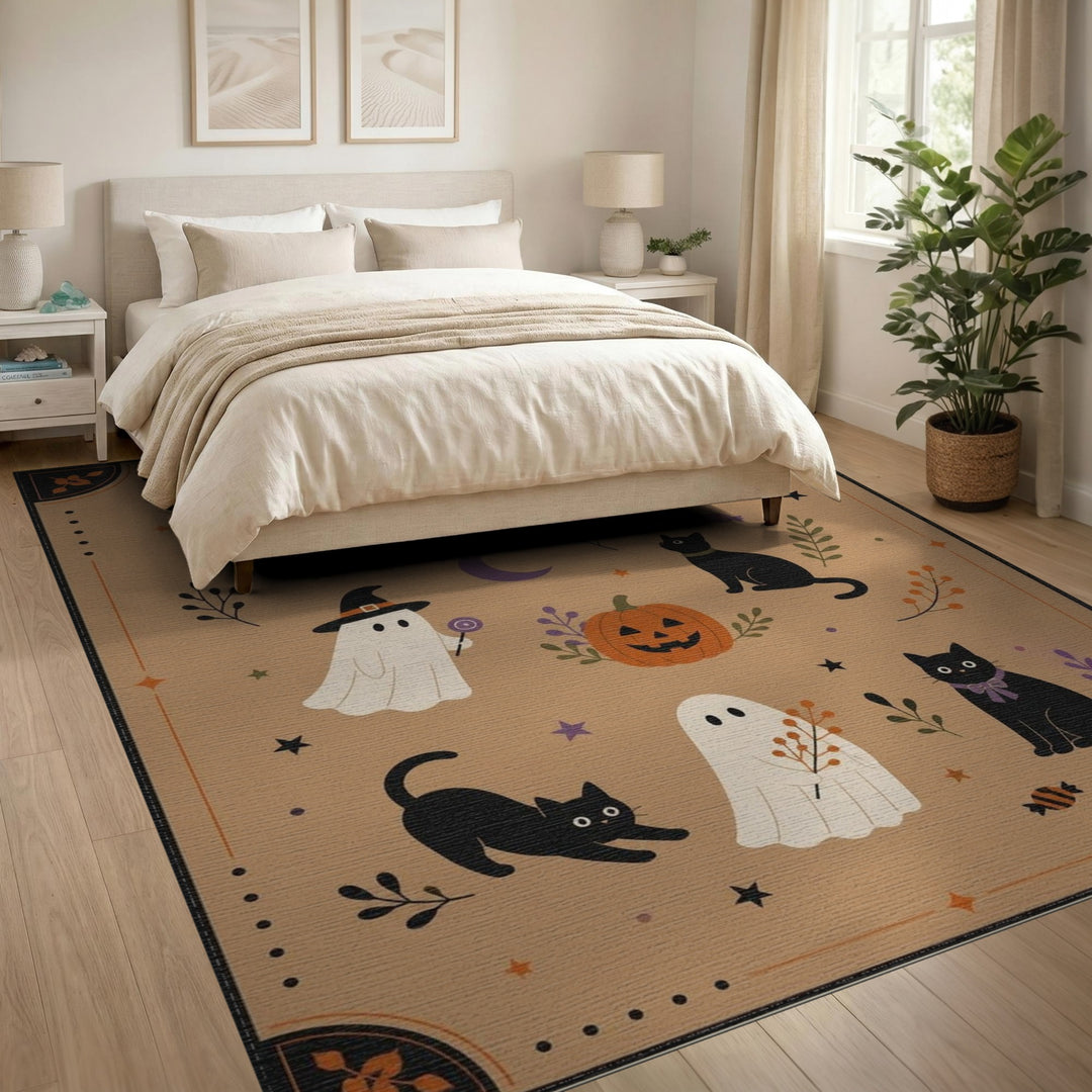 Halloween Black Cats Ghosts Kids Area Rug