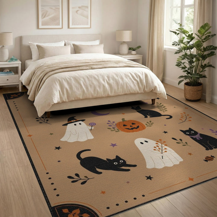 Halloween Black Cats Ghosts Kids Area Rug
