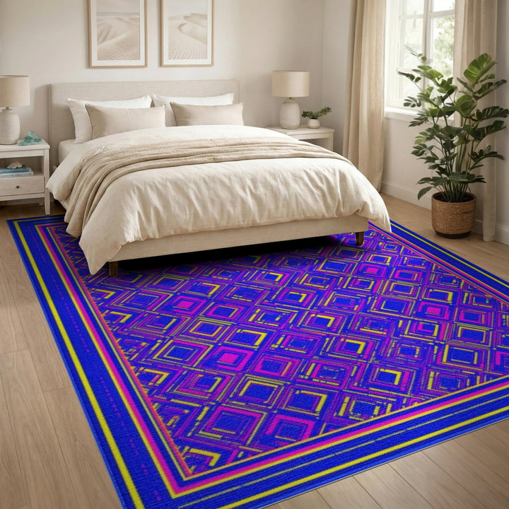 Vibrant Neon Geometric Area Rug
