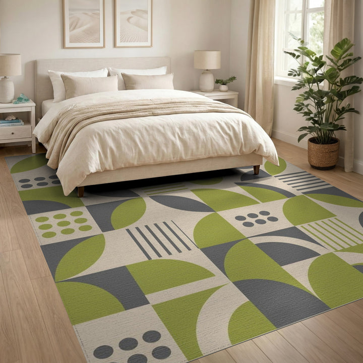 Green Geometric Modern Area Rug