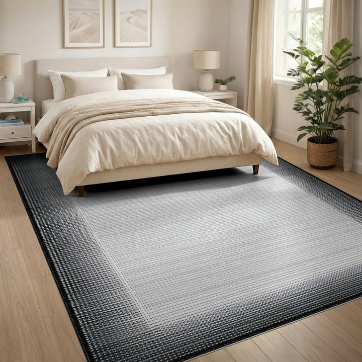 Black White Geometric Area Rug