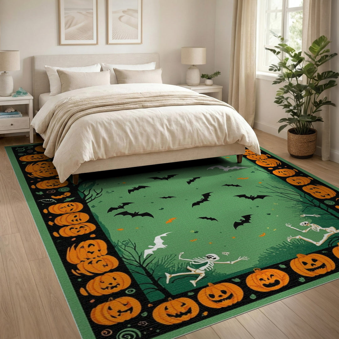 Halloween Skeletons Pumpkins Area Rug