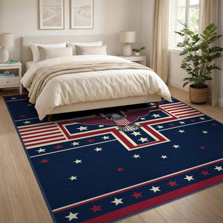 Geometric Modern Patriotic Eagle Area Rug