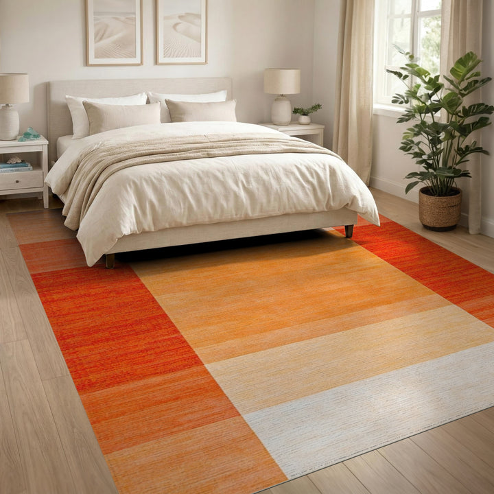 Geometric Modern Bold Orange Geometric Block Area Rug