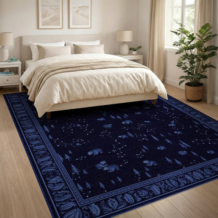 Blue Celestial Bear Constellation Area Rug