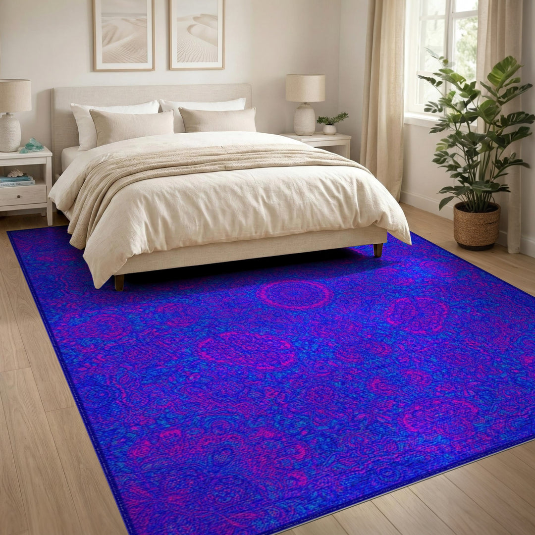 Boho Chic Purple Vibrant Purple Mandala Boho Area Rug