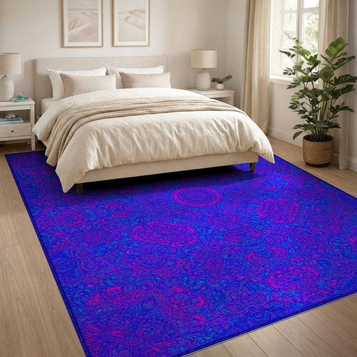 Boho Chic Purple Vibrant Purple Mandala Boho Area Rug