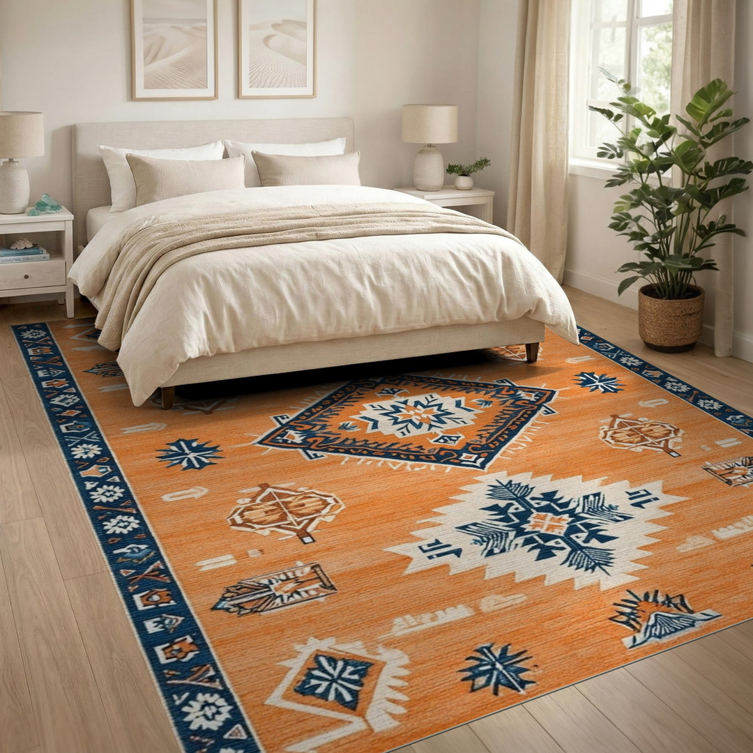 Orange Southwestern Geometric Area Rug